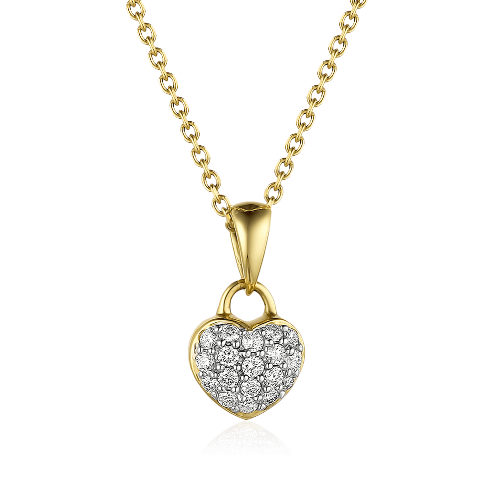 Колье сердце с бриллиантами из желтого золота 585 пробы (арт. 88500)