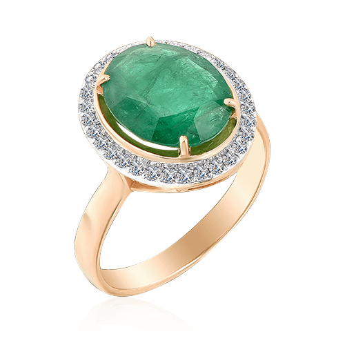 Кольцо с бриллиантами, изумрудом из красного золота 585 пробы (арт. 52047)