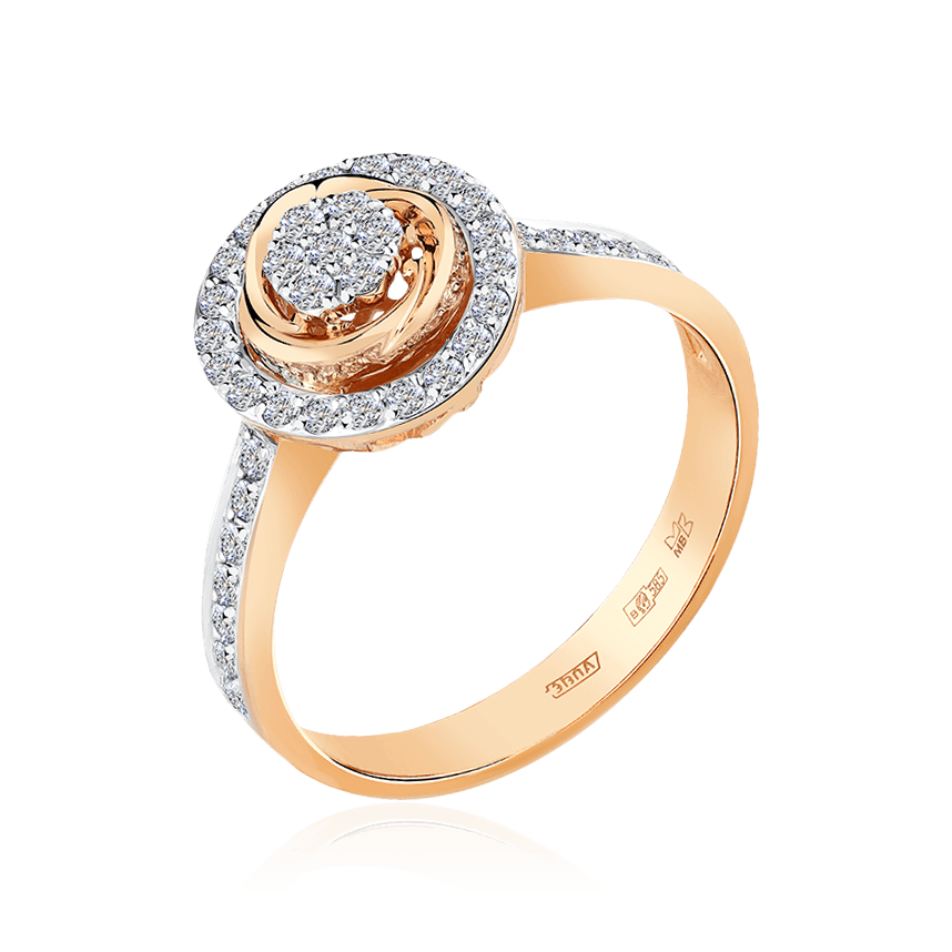 Кольцо с бриллиантами из комбинированного золота 585 пробы (арт. 101510)