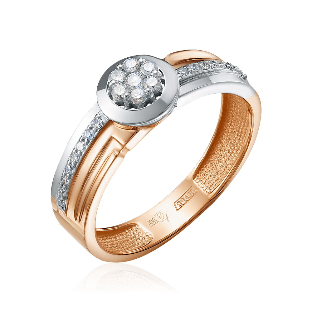 Кольцо с бриллиантами из комбинированного золота 585 пробы (арт. 97586)