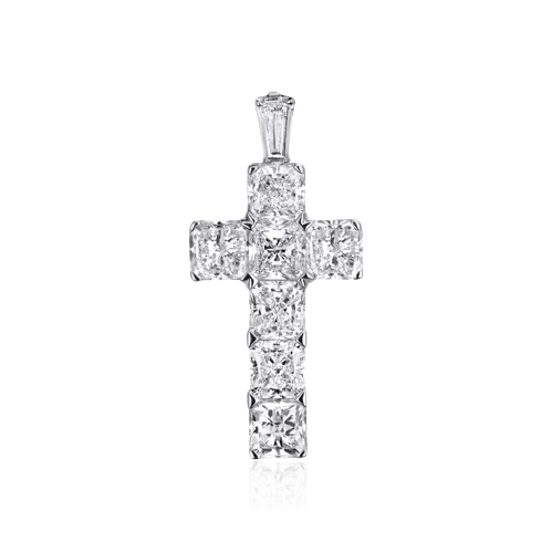 Крест с бриллиантами из белого золота 750 пробы, фото № 1