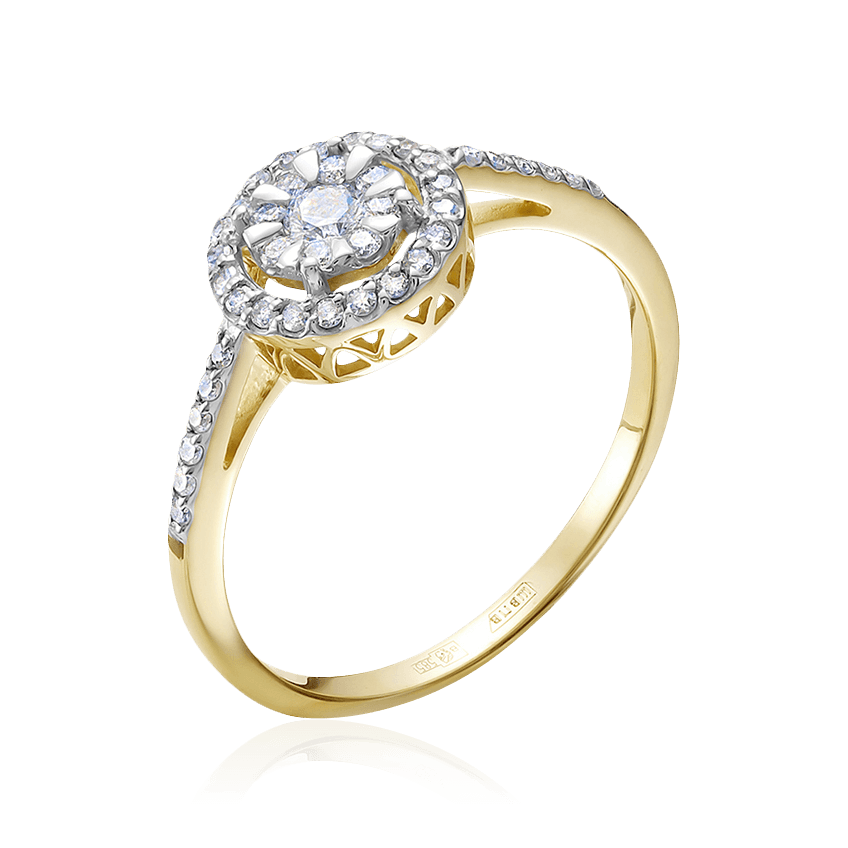 Кольцо с бриллиантами из желтого золота 585 пробы (арт. 101179)