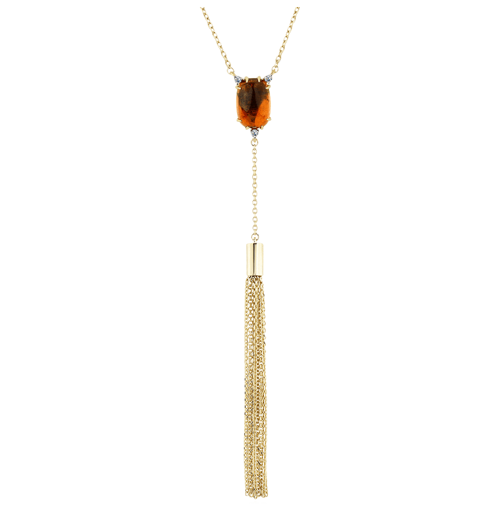 Колье с турмалином, бриллиантами из желтого золота 585 пробы, фото № 1