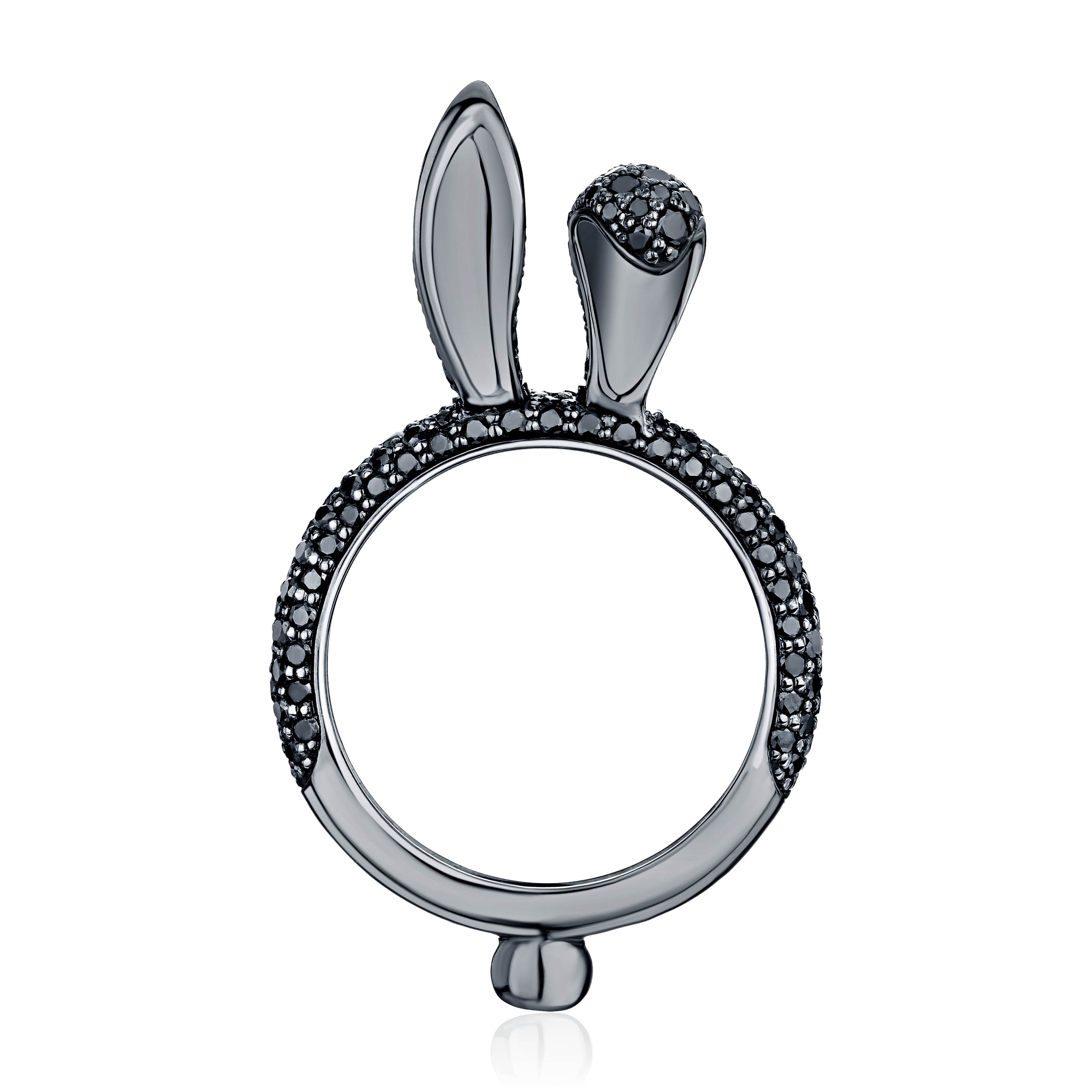 Кольцо Зайчик с бриллиантами из белого золота 750 пробы (арт. 99220)