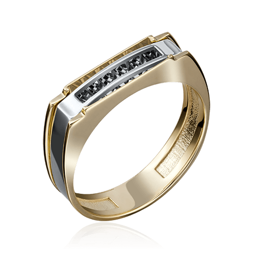 Мужское кольцо без вставок из комбинированного золота 585 пробы (арт. 83301)