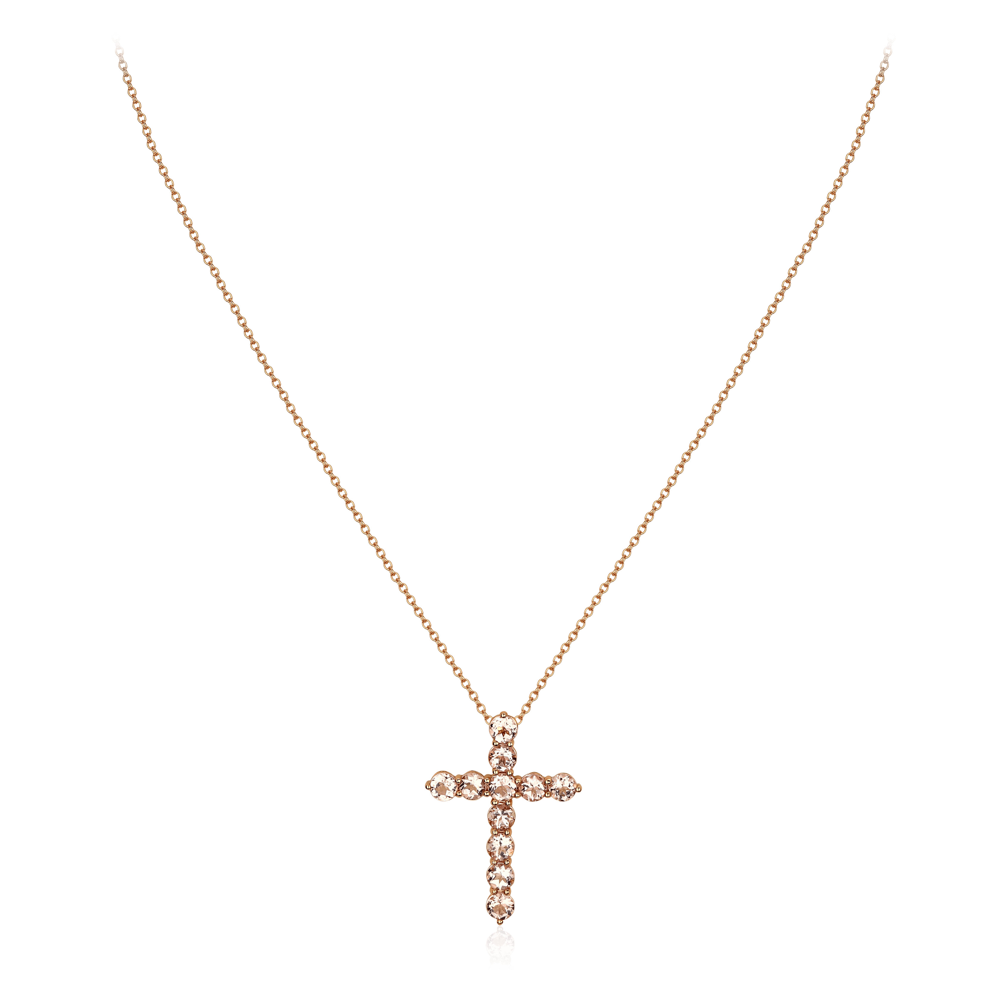 Колье в виде креста с морганитом, бриллиантами из красного золота 750 пробы, фото № 1