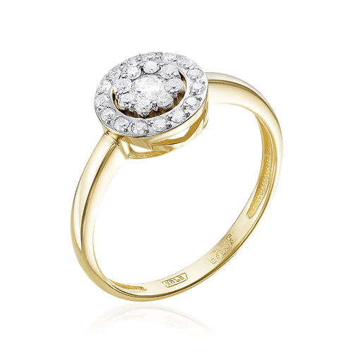Кольцо с бриллиантами из желтого золота 585 (арт. 80706)