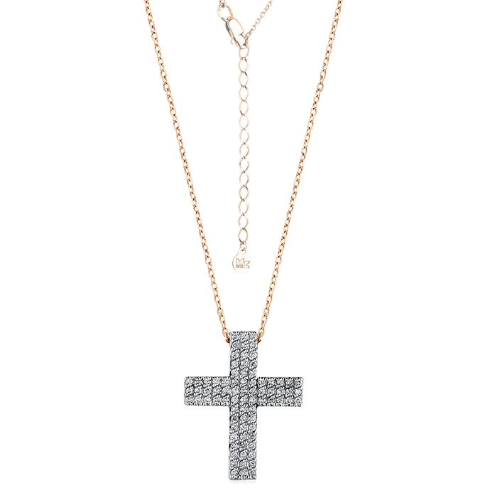 Колье в виде креста с бриллиантами из красного золота 585 пробы, фото № 1