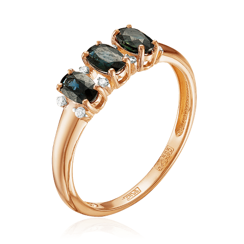 Кольцо с сапфиром, бриллиантами из красного золота 585 пробы (арт. 53020)