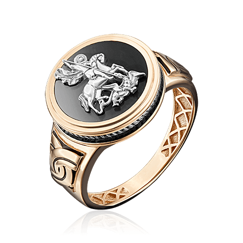 Мужское кольцо Георгий Победоносец без вставок из комбинированного золота 585 пробы (арт. 83195)