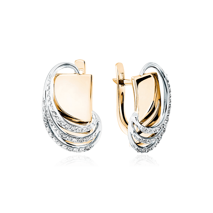Серьги с бриллиантами из комбинированного золота 585 пробы (арт. 67006)