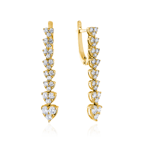 Серьги с бриллиантами из желтого золота 750 пробы (арт. 39479)