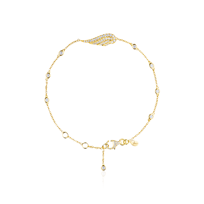 Браслет Крыло ангела с бриллиантами из желтого золота 750 пробы (арт. 98064)