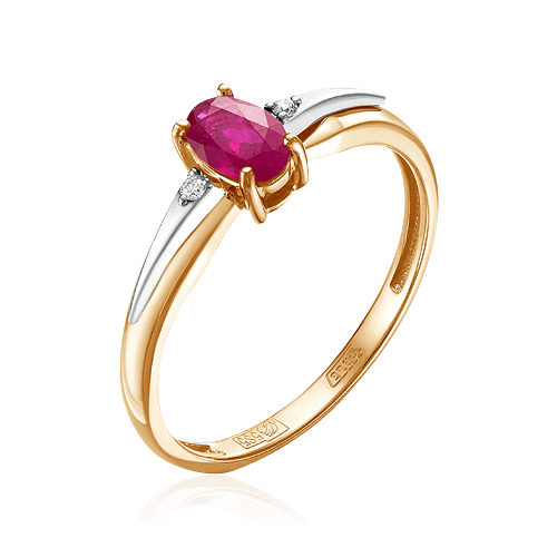 Кольцо с рубином, бриллиантами из красного золота 585 пробы (арт. 68223)