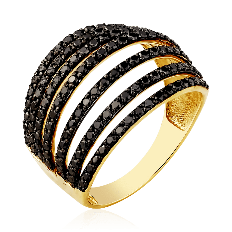 Кольцо с бриллиантами из желтого золота 585 (арт. 90064)