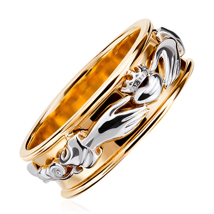 Кладдахское кольцо без вставок из красного и белого золота 585 пробы, фото № 1