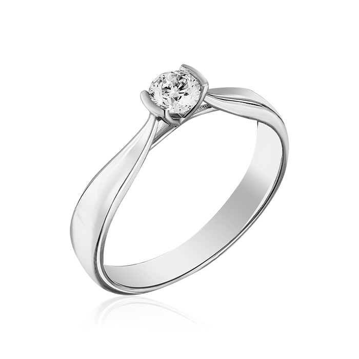 Кольцо с 1 бриллиантом из белого золота 585 (арт. 59590)