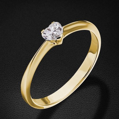 Кольцо с 1 бриллиантом сердце из желтого золота 585, фото № 1