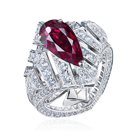 Кольцо с рубином Pigeon blood, бриллиантами из белого золота 750 пробы (арт. 91855)