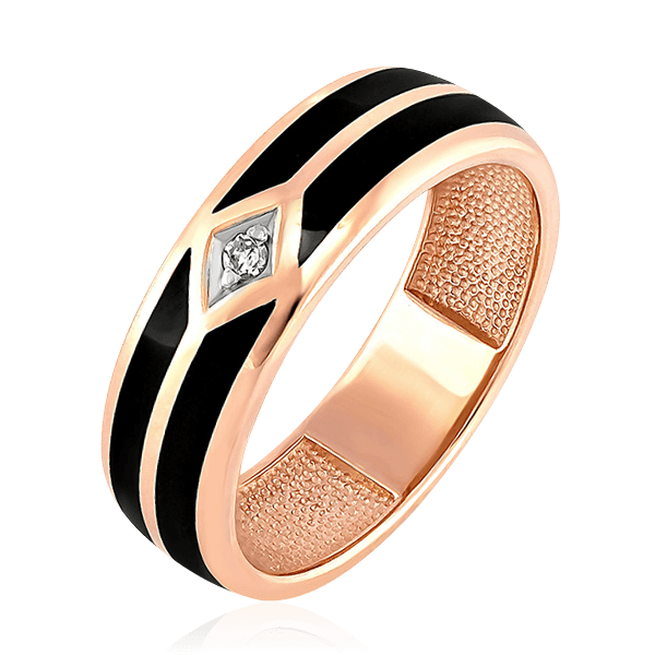 Обручальное кольцо с 1 бриллиантом, горячей эмалью из красного золота 585 пробы (арт. 44287)