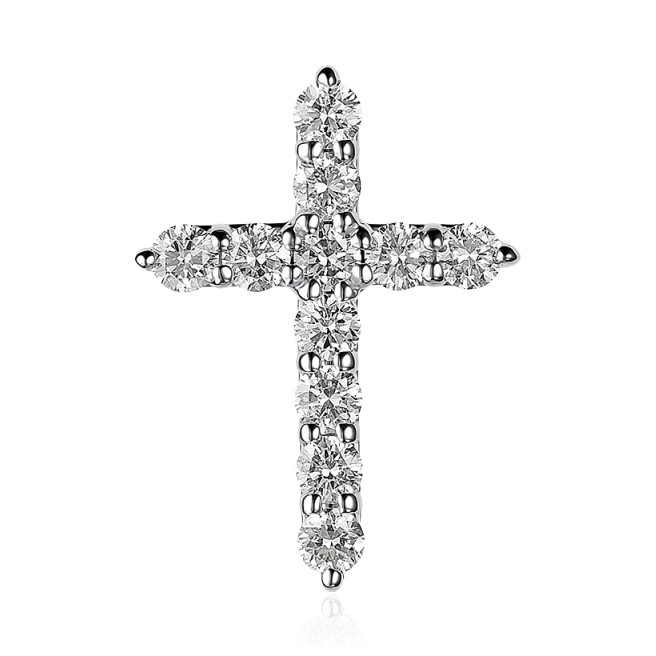 Крест с бриллиантами из белого золота 585 пробы (арт. 93138)