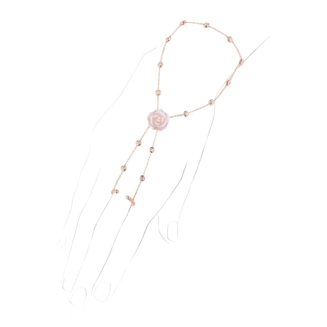 Слейв-браслет с перламутром из розового золота 750 пробы (арт. 91514)