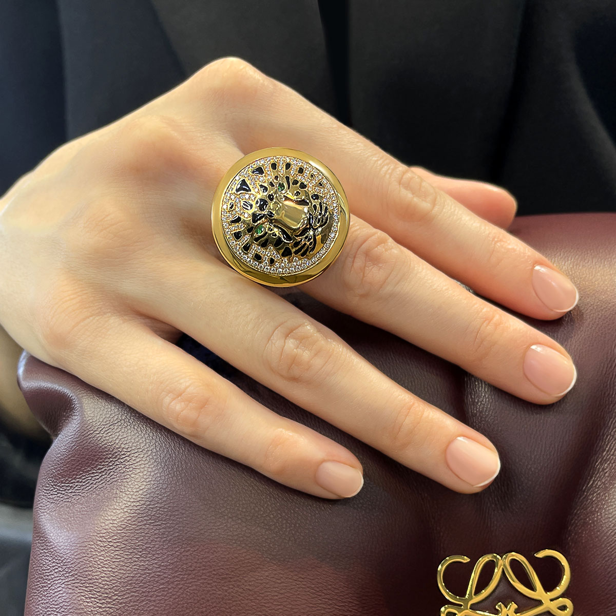 Кольцо Тигр от STENZHORN с бриллиантами, эмалью, тсаворитом из красного золота 750, фото № 6