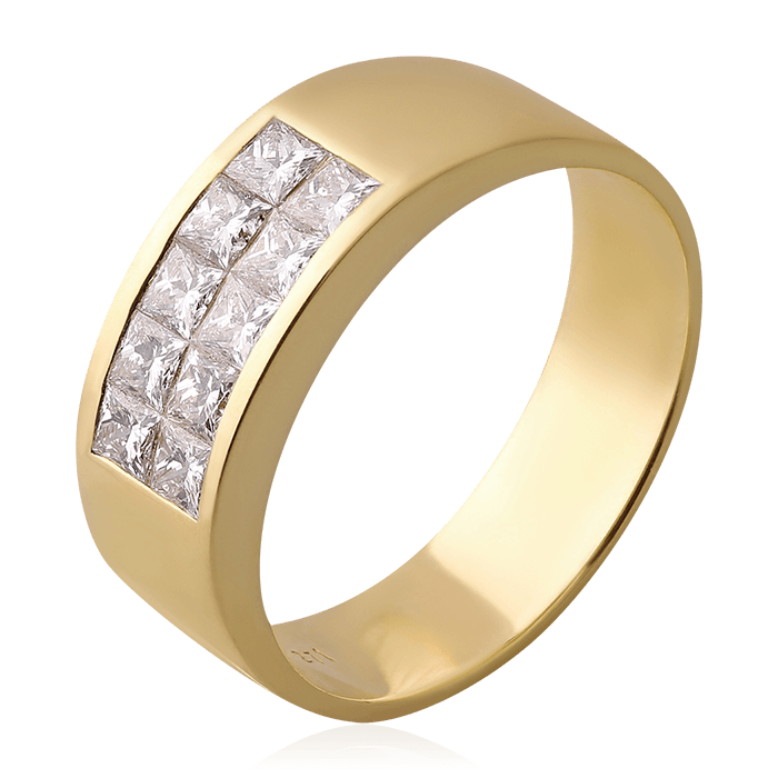 Кольцо с бриллиантами из желтого золота 750 пробы (арт. 75517)