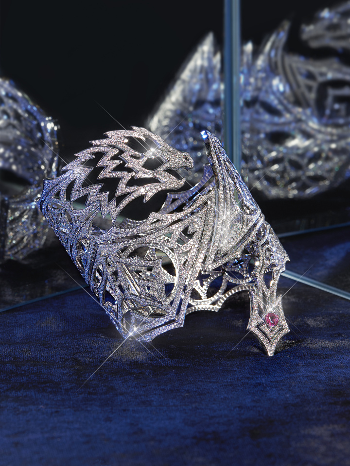 Браслет Дракон с рубином и бриллиантами из белого золота 750 пробы, фото № 2