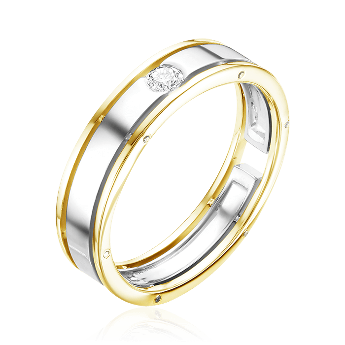 Кольцо с бриллиантами из комбинированного золота 585 пробы (арт. 86013)