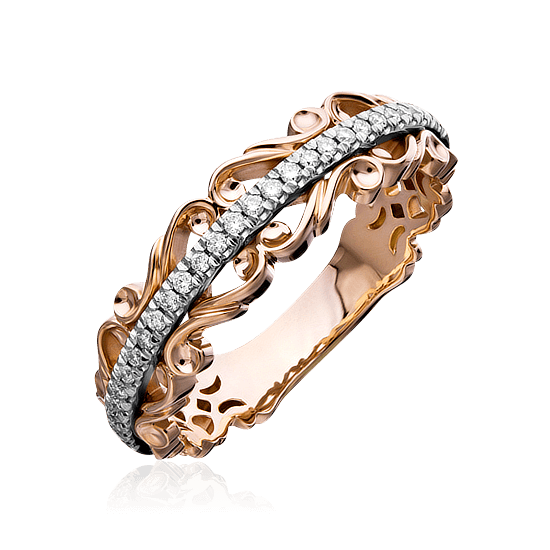 Кольцо дорожка с бриллиантами из комбинированного золота 585, фото № 1