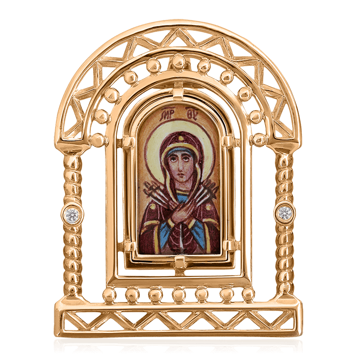 Икона с бриллиантами из красного золота 585 пробы (арт. 75492)