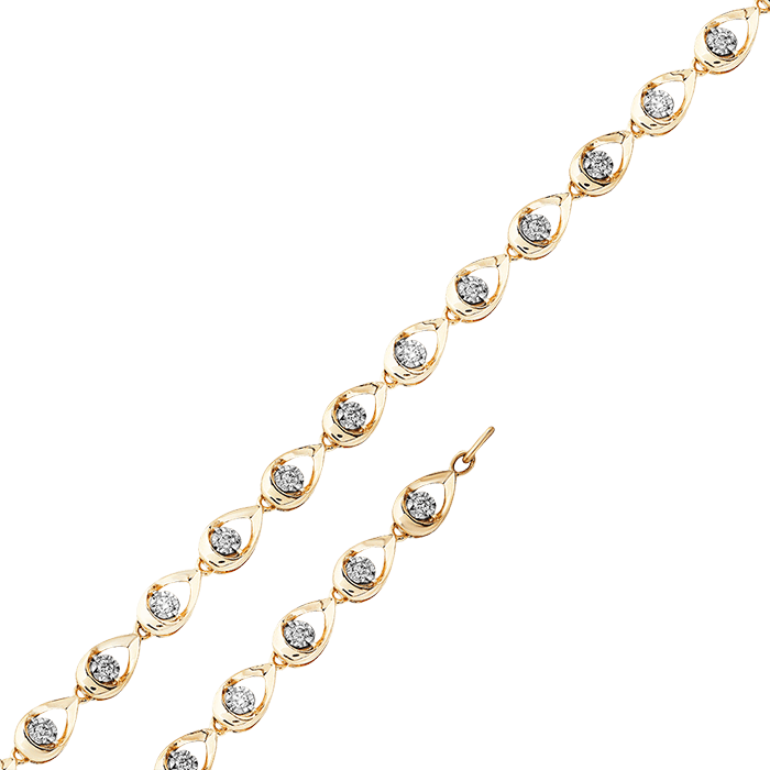Браслет с бриллиантами из комбинированного золота 585 пробы (арт. 75044)