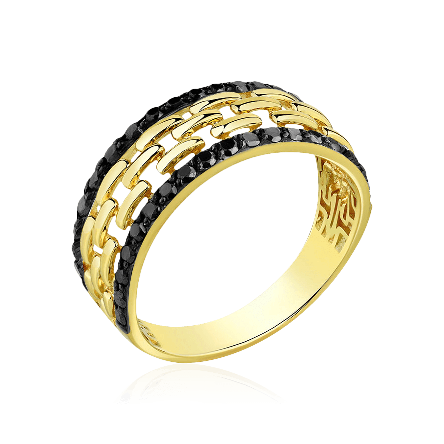 Кольцо с бриллиантами из желтого золота 585 пробы (арт. 101413)