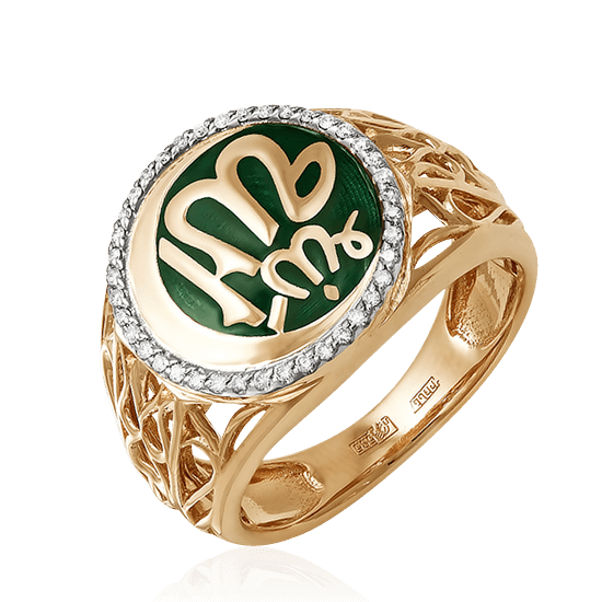 Мужское кольцо с бриллиантами из красного золота 585 пробы (арт. 38013)