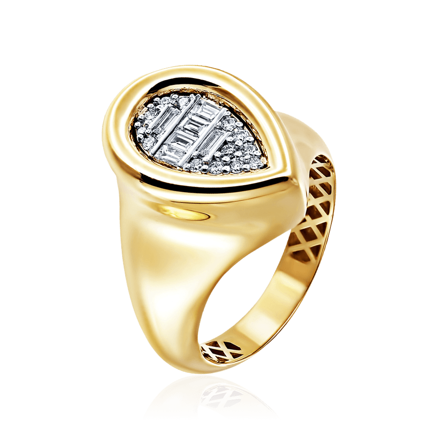 Кольцо с бриллиантами из желтого золота 585 пробы (арт. 103178)