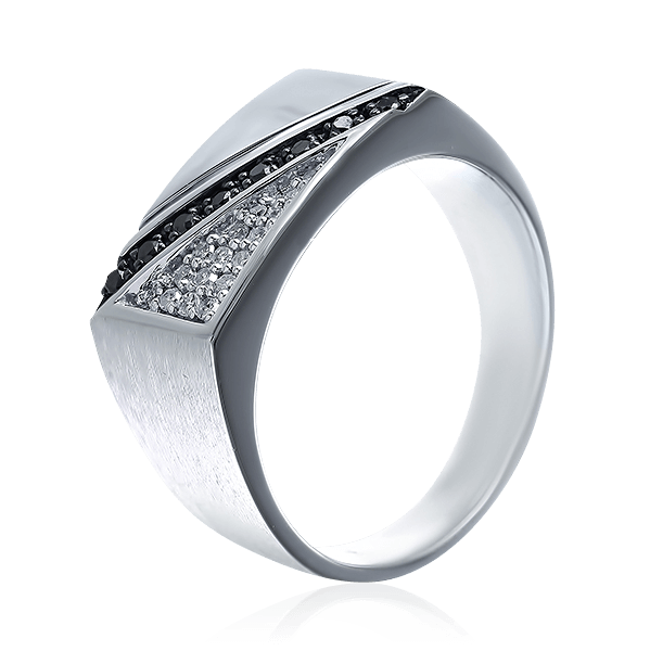 Мужское кольцо с бриллиантами из белого золота 585 пробы (арт. 56916)