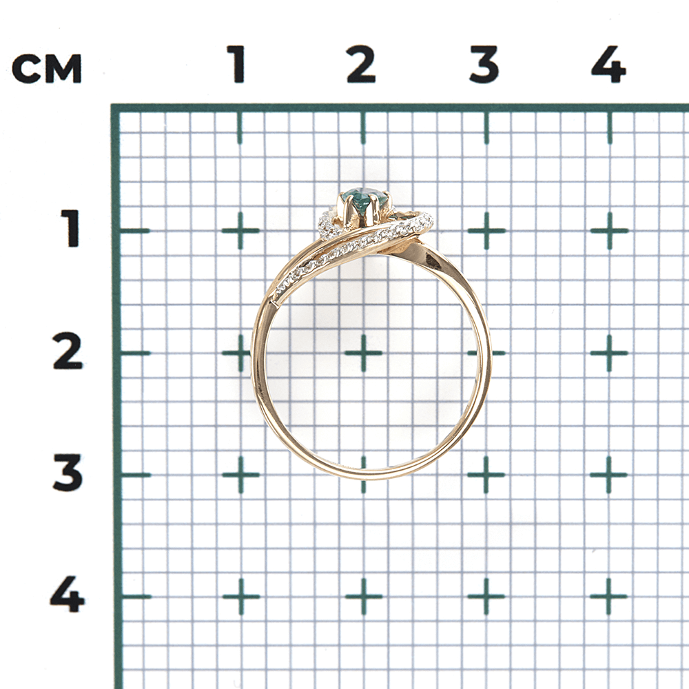 Кольцо с изумрудом, бриллиантами из красного золота 585 пробы, фото № 3