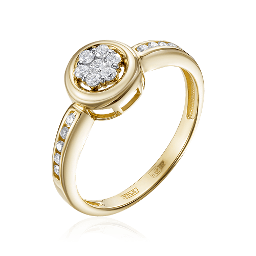 Кольцо с бриллиантами из желтого золота 585 (арт. 68304)