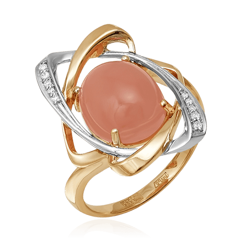 Кольцо с бриллиантами, кварцем из красного золота 585 пробы, фото № 1
