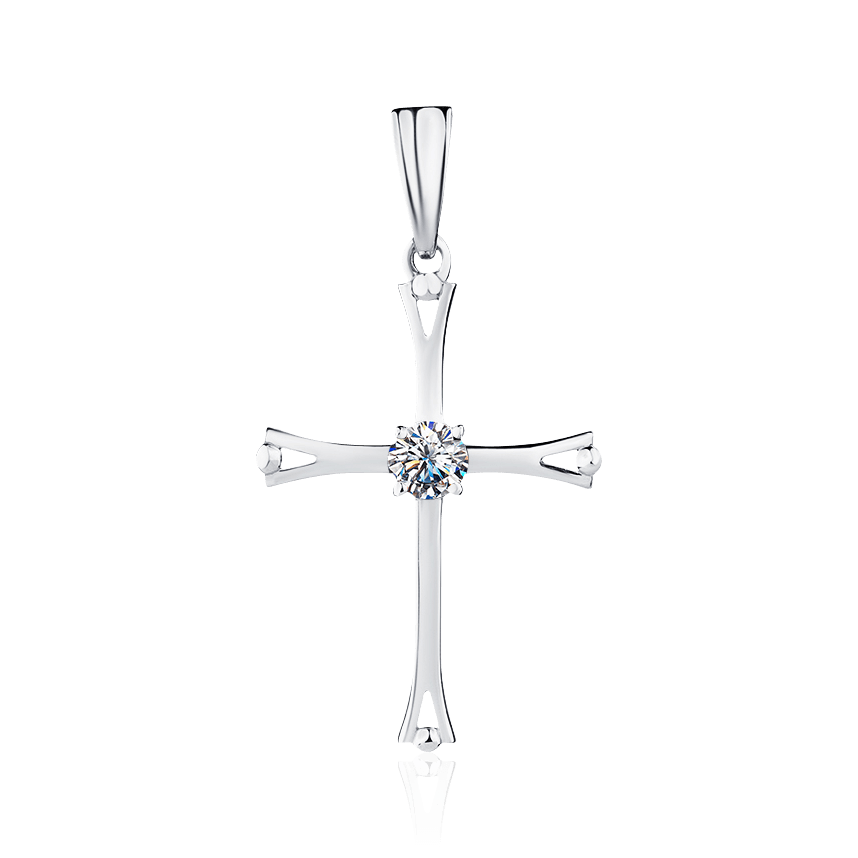 Крест с бриллиантами из белого золота 585 пробы (арт. 96012)