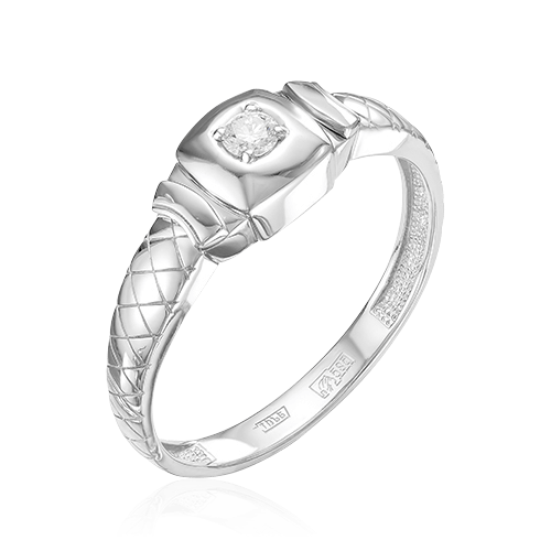 Мужское кольцо с бриллиантами из белого золота 585 пробы (арт. 52472)