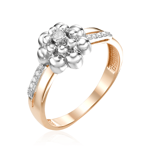 Кольцо с бриллиантами из красного и белого золота 585, фото № 1