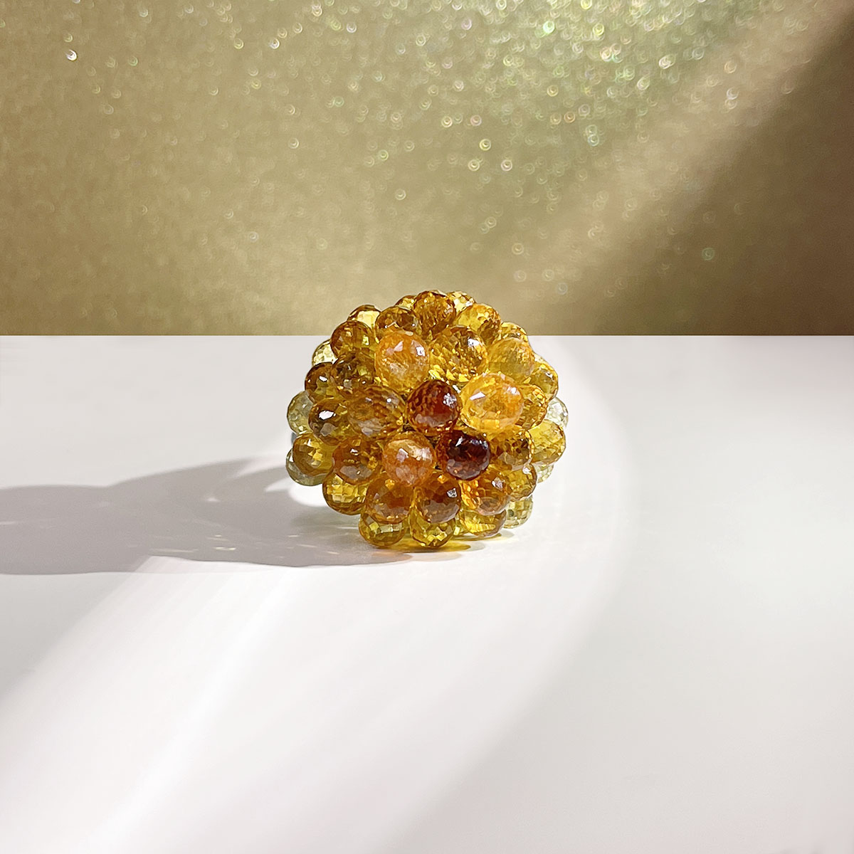 Кольцо с цитрином, бриллиантами из белого золота 585 пробы, фото № 5