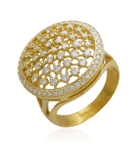 Кольцо с бриллиантами из желтого золота Кружева, фото № 1