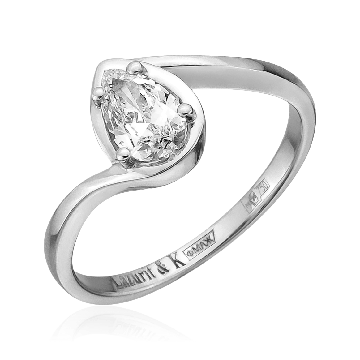 Кольцо с 1 бриллиантом из белого золота 750, фото № 1