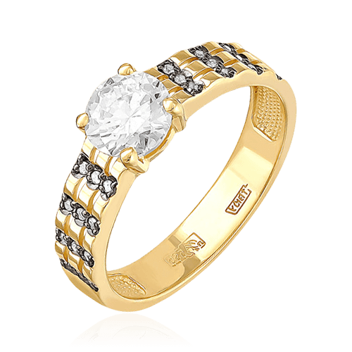 Кольцо с бриллиантами из желтого золота 585 (арт. 76826)