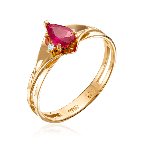 Кольцо с рубином, бриллиантами из красного золота 585 пробы (арт. 66198)