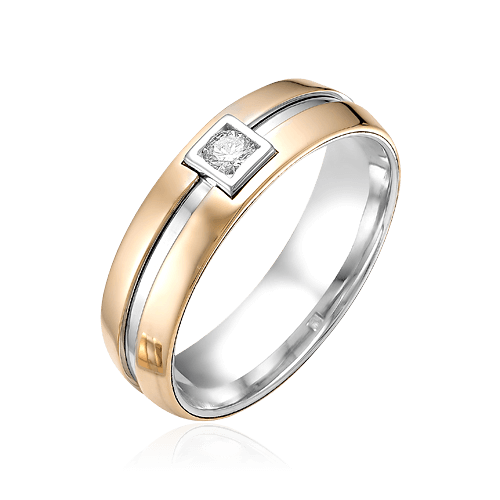Обручальное кольцо с бриллиантами из комбинированного золота 585 пробы (арт. 54960)