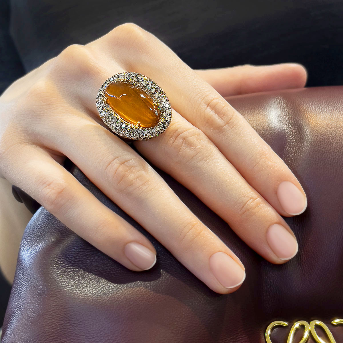 Кольцо MORAGLIONE с агатом, бриллиантами из комбинированного золота 750 пробы, фото № 5